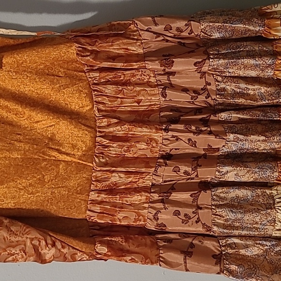 Jack Pot NY 100% Silk Bohemian Festival Patchwork Ruffle Tiered Wrap Skirt OSFM - Picture 7 of 12